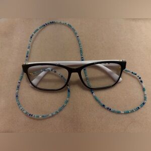 Ocean Blue Boho eyewear chain — Handmade Seed Glass Elegance